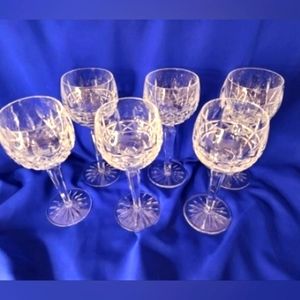 Waterford "Kylemore" Pattern Crystal Hock Wine Glasses  Set of 6